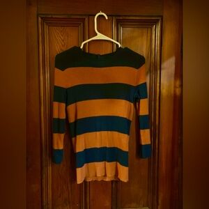 Navy and Rust Cotton Cashmere Sweater